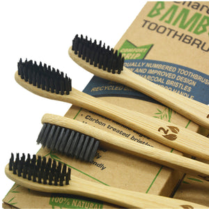 Eco-Friendly Natural Bamboo Charcoal Toothbrush - Pack Of 4