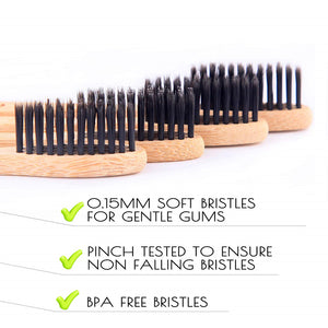 Eco-Friendly Natural Bamboo Charcoal Toothbrush - Pack Of 4